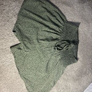 Green Polka Dot High-Waisted Shorts